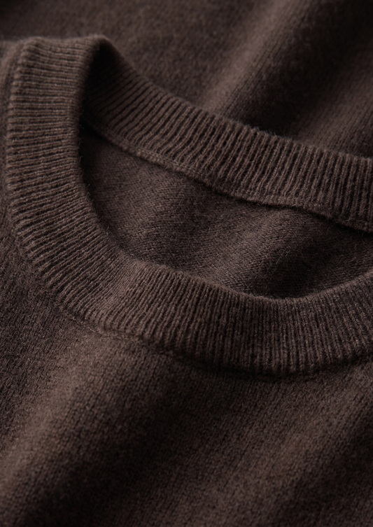Premium Cashmere Classic Crewneck T-Shirt - Dark Brown, view 2