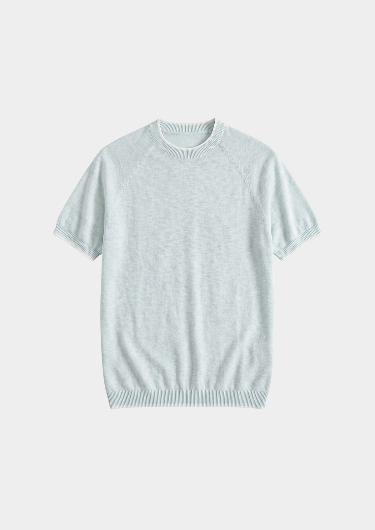 Capri Ice Blue Linen Contrast T-Shirt, view 4
