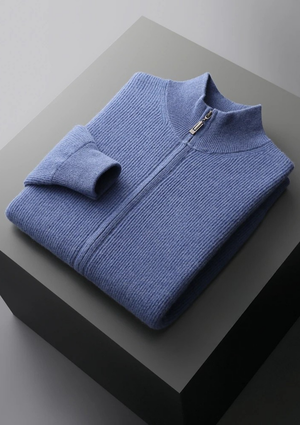 Pure Extra-Fine Merino Wool Ribbed Zip Cardigan, view 13