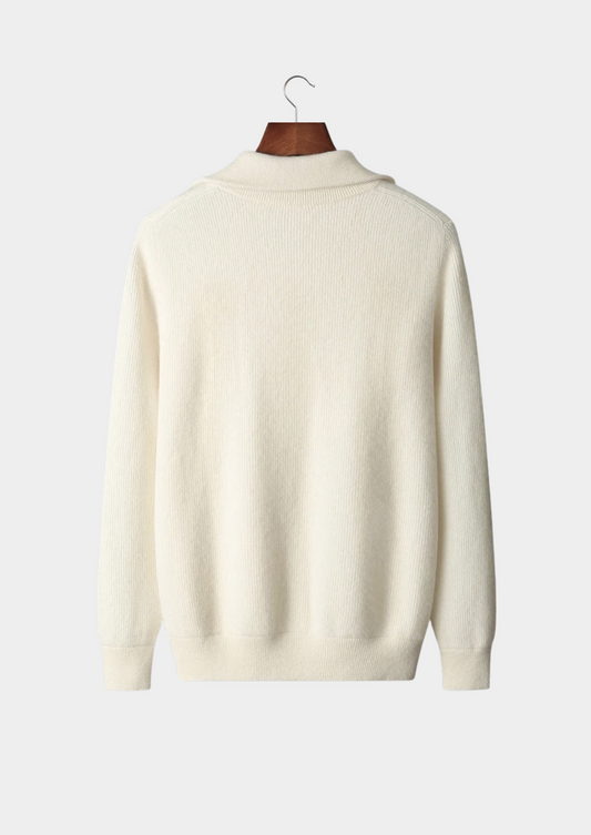 Pure Extra-Fine Merino Wool Ribbed Zipper Cardigan, view 2