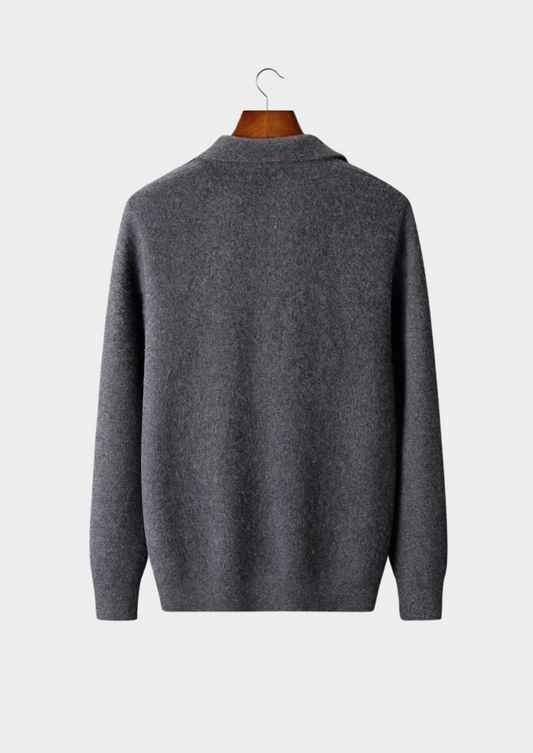 Premium Cashmere Zip Polo Cardigan, view 2