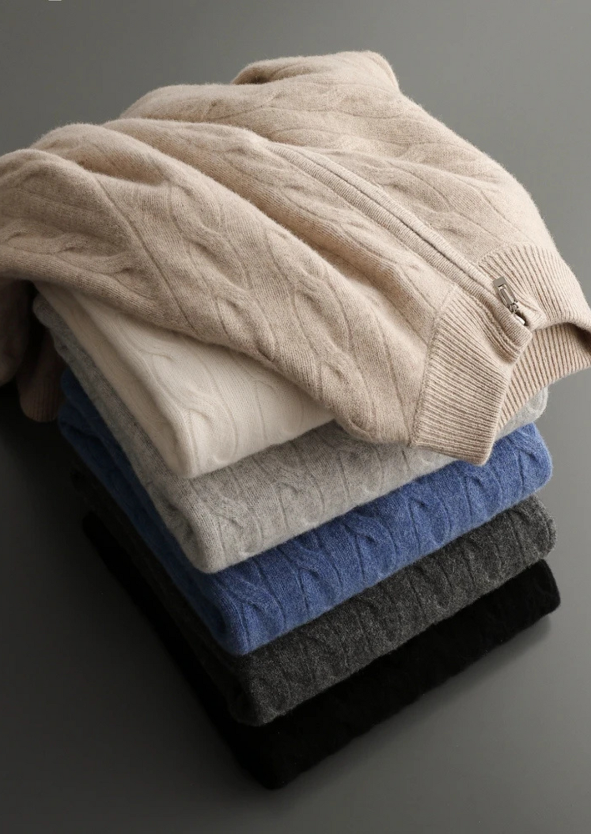 Pure Extra-Fine Merino Wool Cable Half Zip, view 16