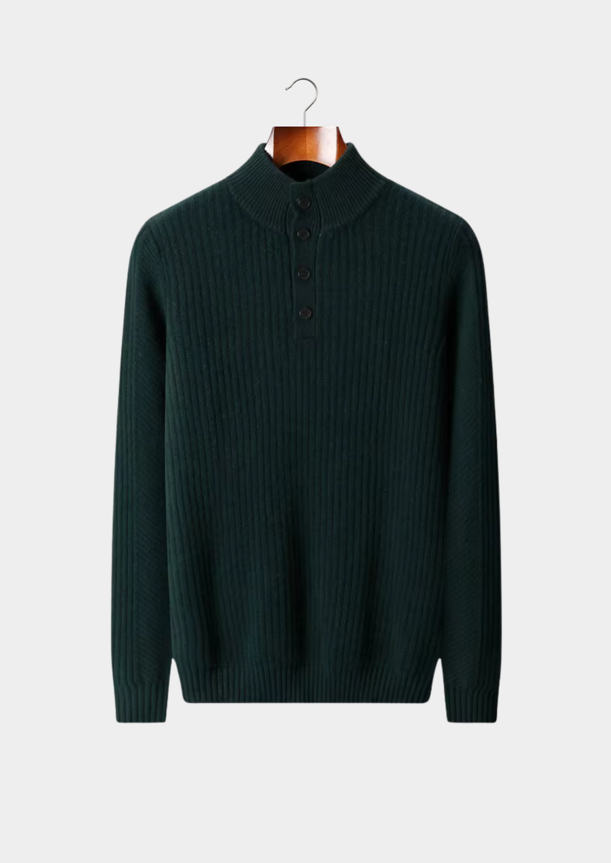 Pure Extra-Fine Merino Wool Ribbed Henley Sweater, view 8