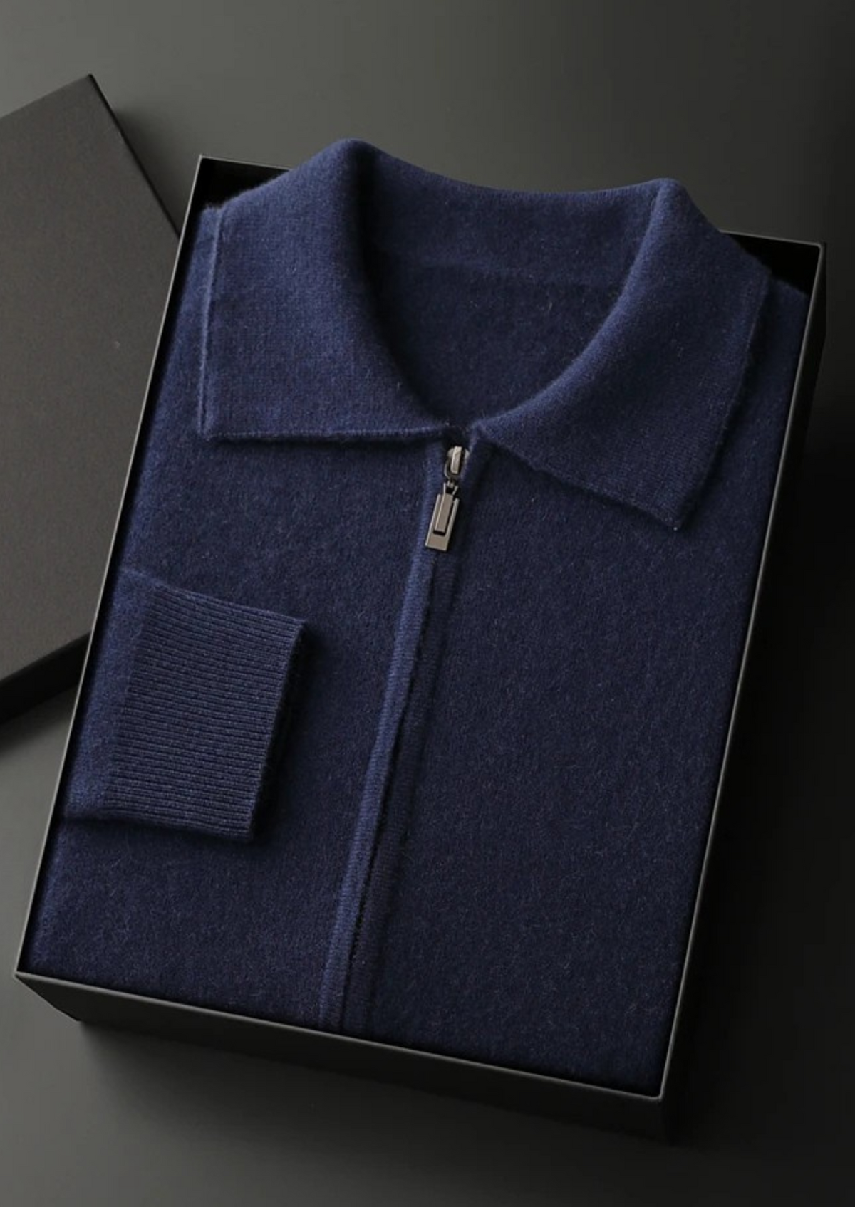 Premium Cashmere Zip Polo Cardigan, view 13