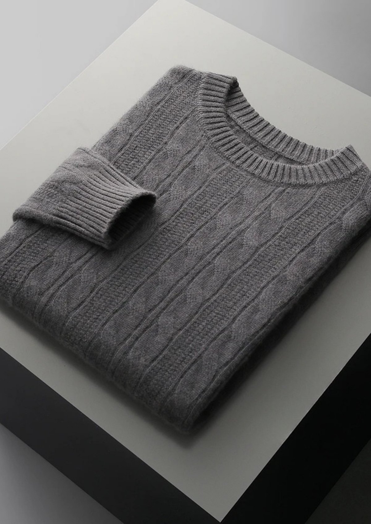 Pure Extra-Fine Merino Wool Cable Crewneck, view 11