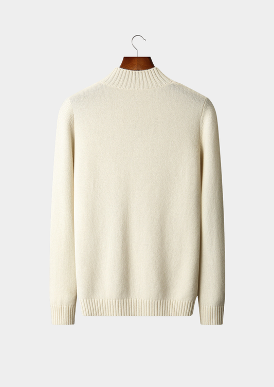 Pure Cashmere Ivory Patterned Mockneck, view 2