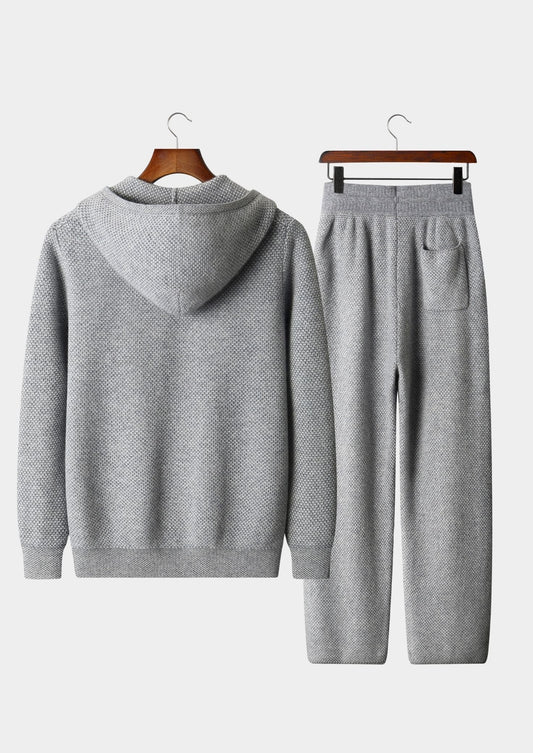 Pure Extra-Fine Merino Wool Light Gray Jaquard Set, view 2
