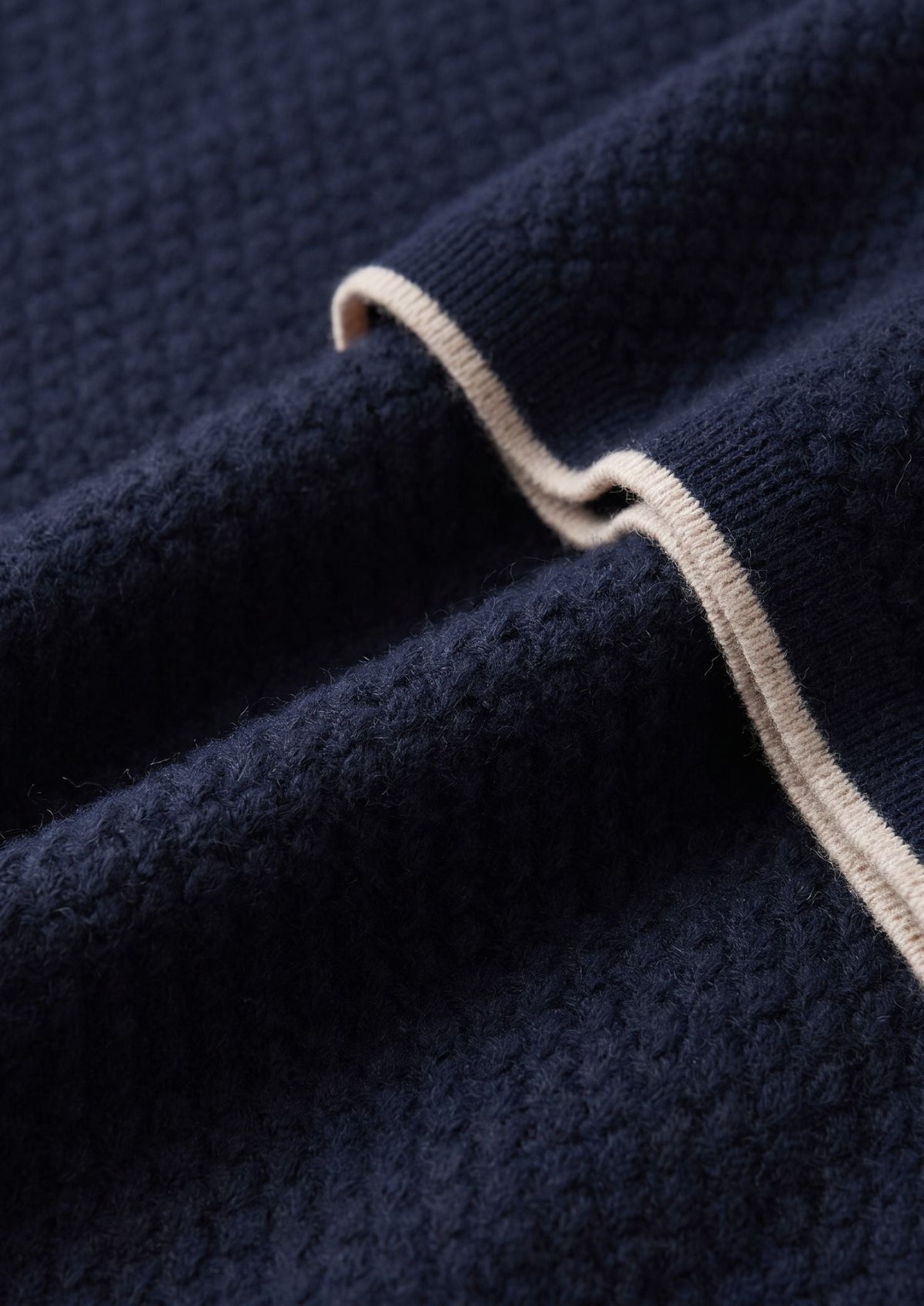 Premium Cashmere Navy Blue Two-Tone Polo, view 3