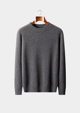 Pull col rond essentiel en pur cachemire gris foncé