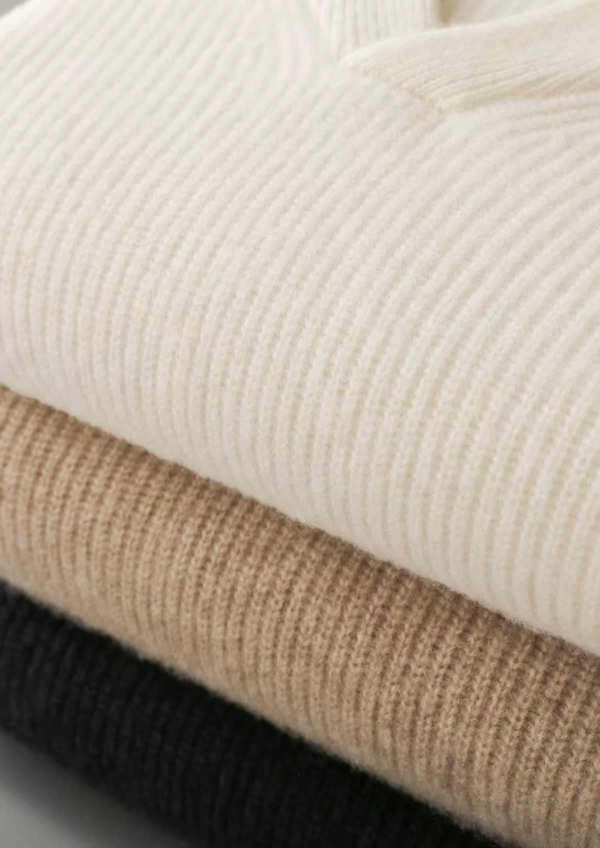 Premium Cashmere Ribbed V-Neck Sweater, view 15