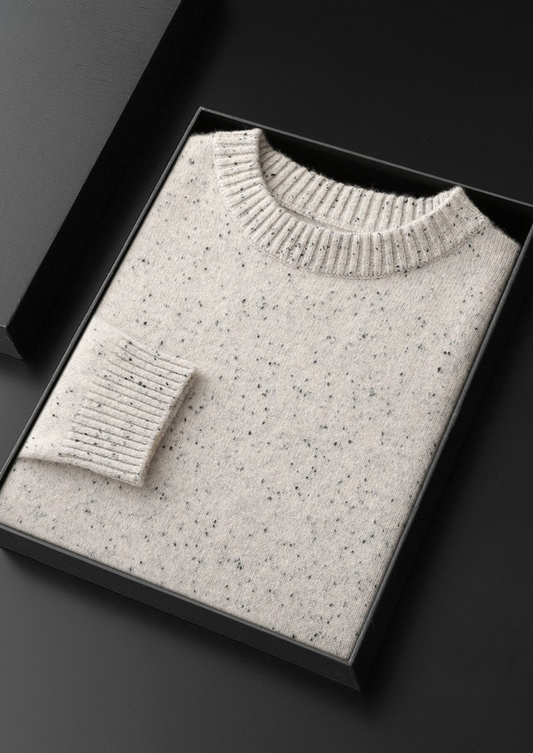 Pure Cashmere White Nepped Essential Crewneck, view 2