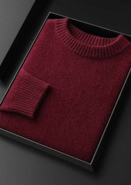 Pure Cashmere Burgundy Essential Crewneck, view 2