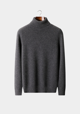 Pull col roulé essentiel en pur cachemire gris foncé