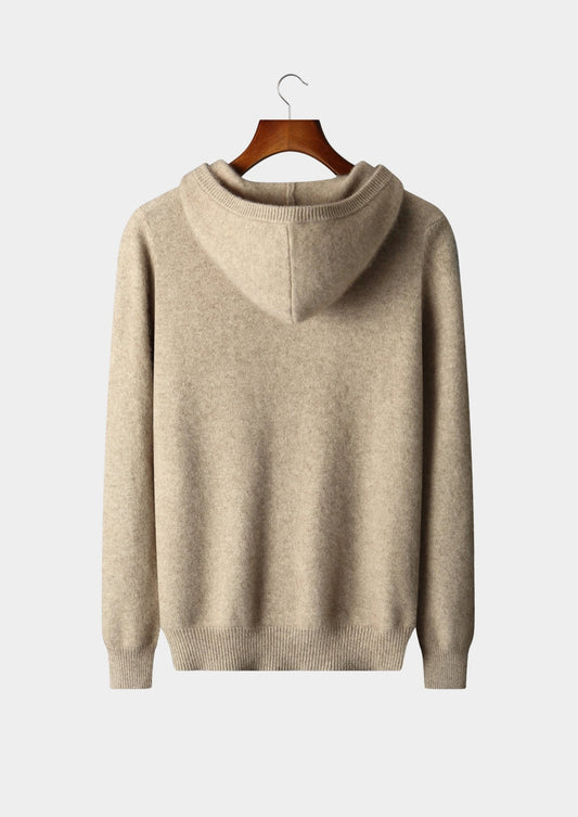 Pure Extra-Fine Merino Wool Quarter-Zip Hoodie, view 2
