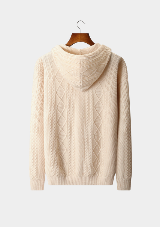 Pure Extra-Fine Merino Wool Traiano Zipper Hoodie, view 2