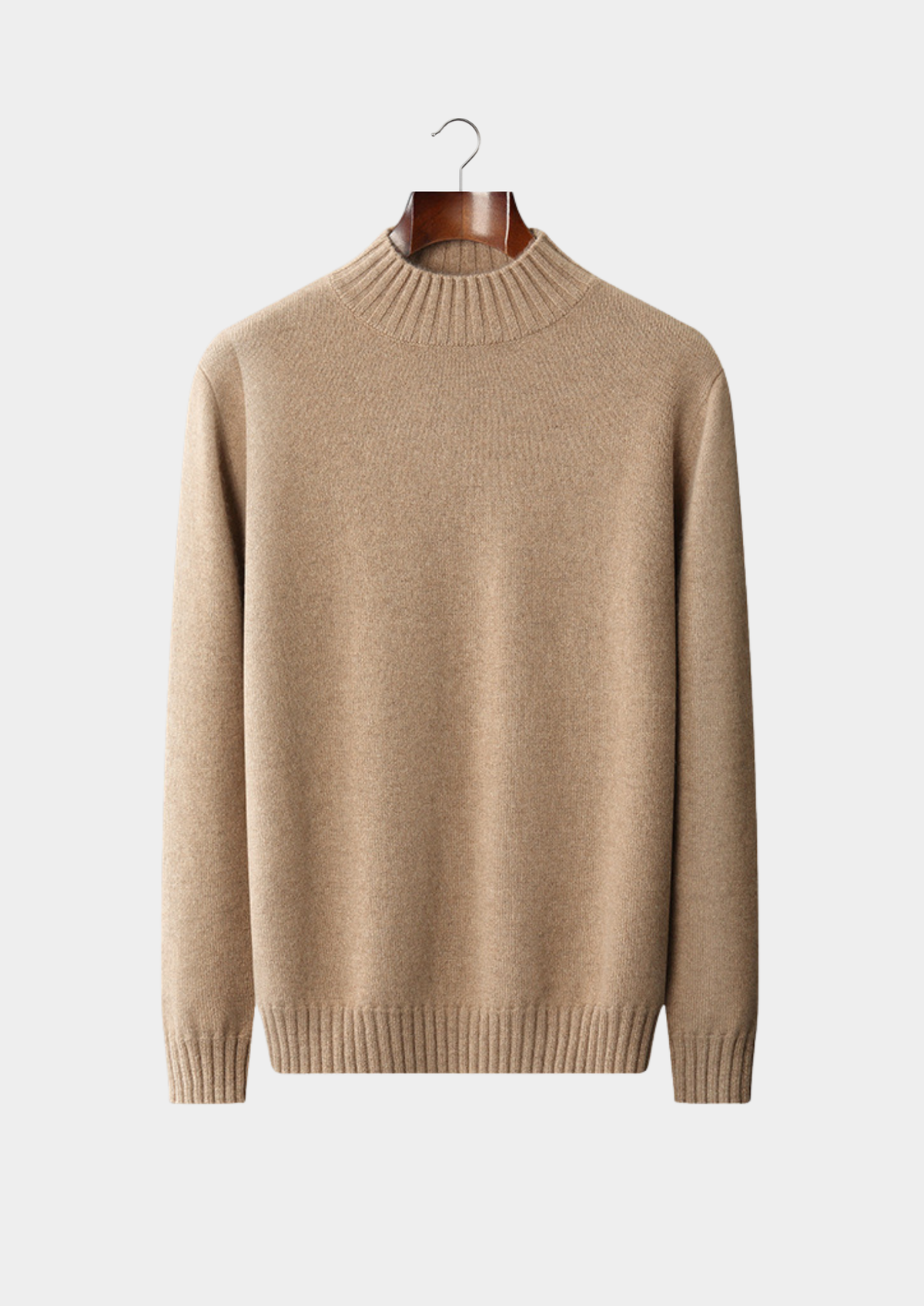 Pure Cashmere Beige Mockneck Sweater, view 1
