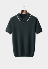 Polo bicolore en cachemire premium vert d'eau