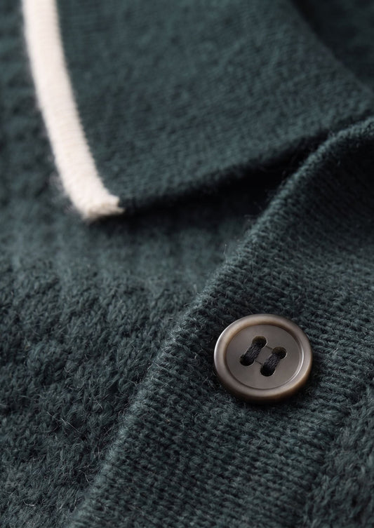 Premium Cashmere Sea Green Two-Tone Polo, view 2