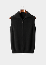 Gilet sans manches en pur cachemire noir