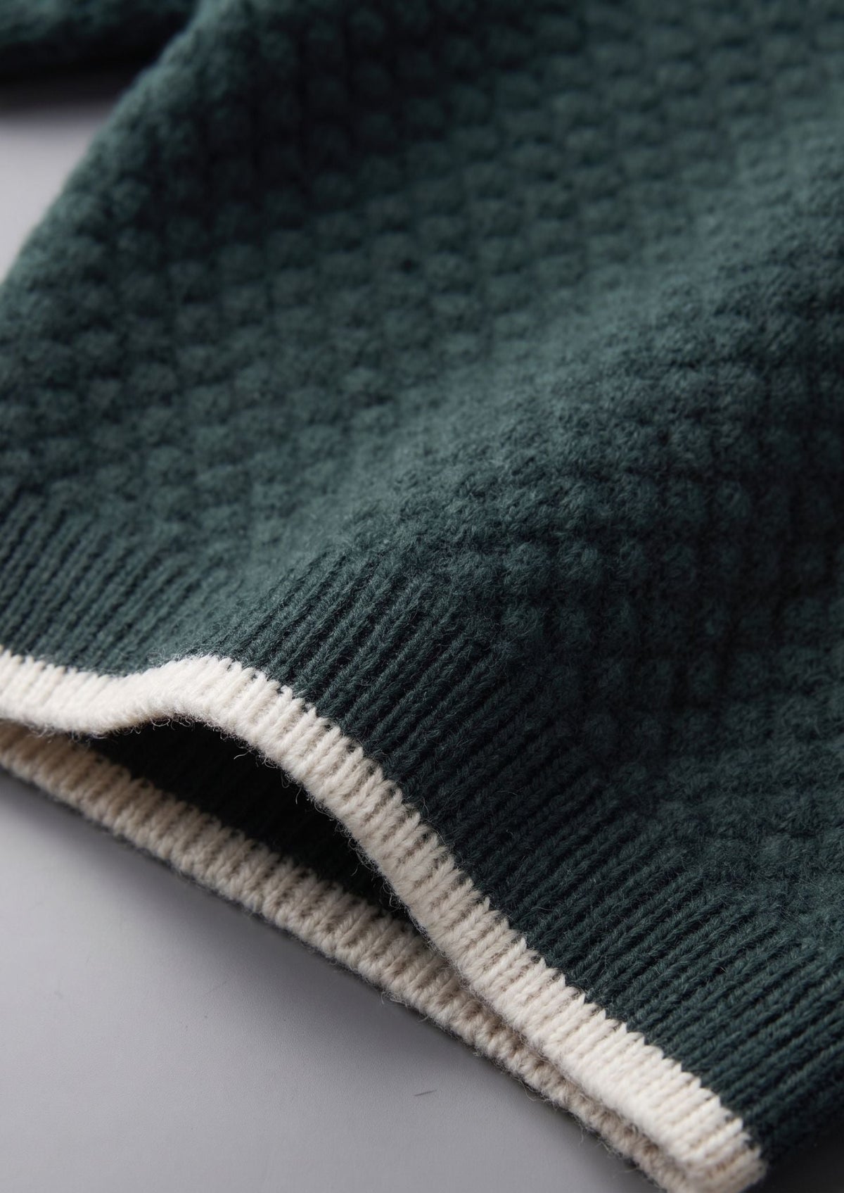 Premium Cashmere Sea Green Two-Tone Polo, view 3