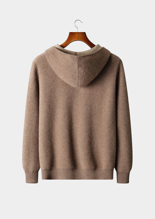 Pure Extra-Fine Merino Wool Jacquard Zip Hoodie, view 2