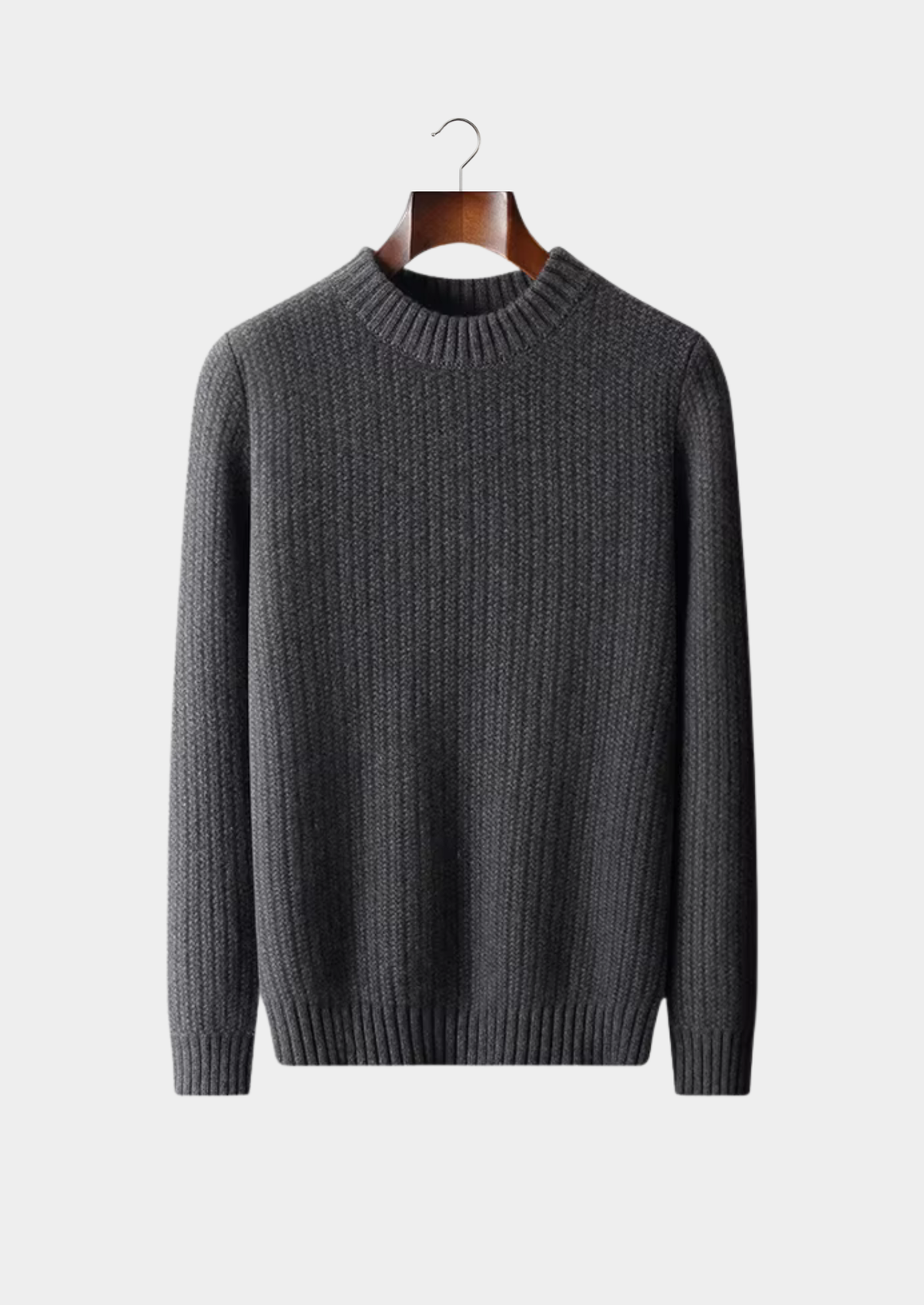 Pure Cashmere Dark Gray Heavyweight Crewneck, view 1