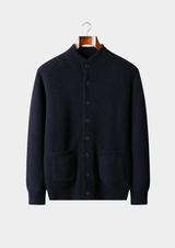 Surchemise boutonnée en pur cachemire bleu marine