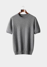 T-shirt col rond classique en cachemire premium - Gris foncé