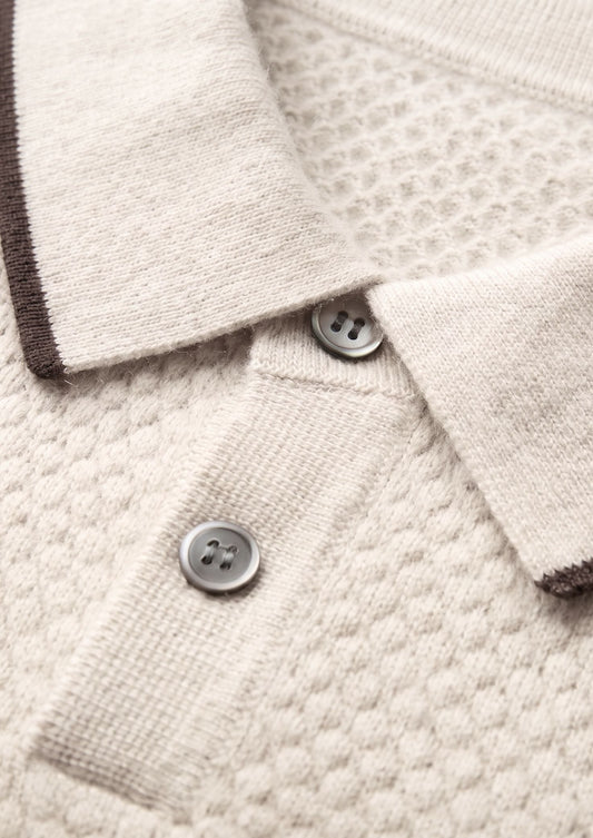 Premium Cashmere White Two-Tone Polo, view 2