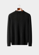 Pull à boutons en pur cachemire noir