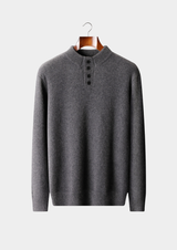 Pull à boutons en pur cachemire gris foncé