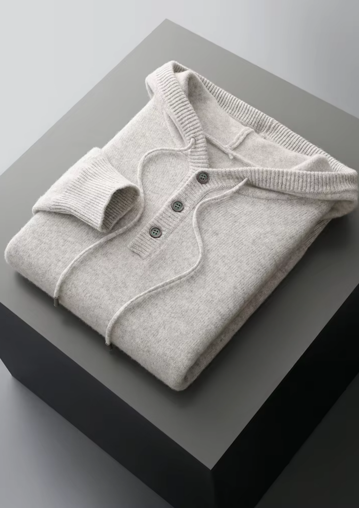 Pure Extra-Fine Merino Wool Button Hoodie, view 14