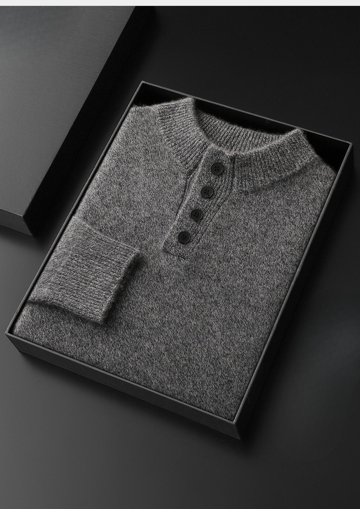 Pure Cashmere Light Gray Button Sweater, view 2