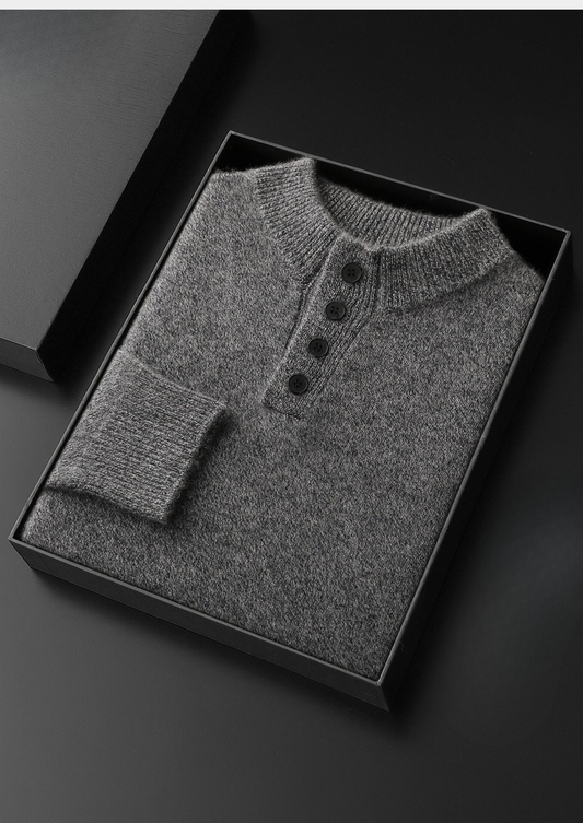 Pure Cashmere Light Gray Button Sweater, view 2