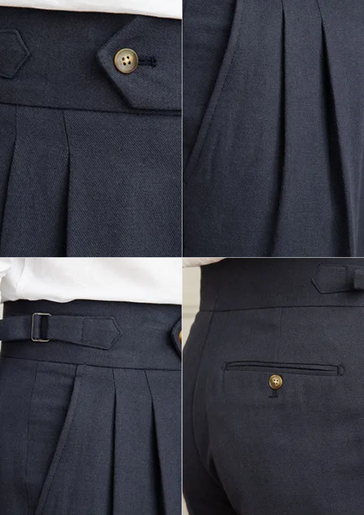 Ercolano Pleated Coastal Trousers - Navy Blue, view 3