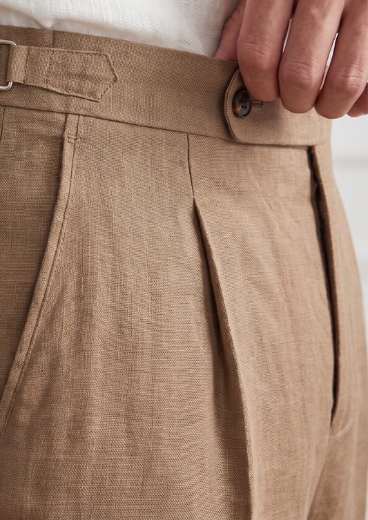 Velia Pleated Coastal Trousers - Caramel, view 2