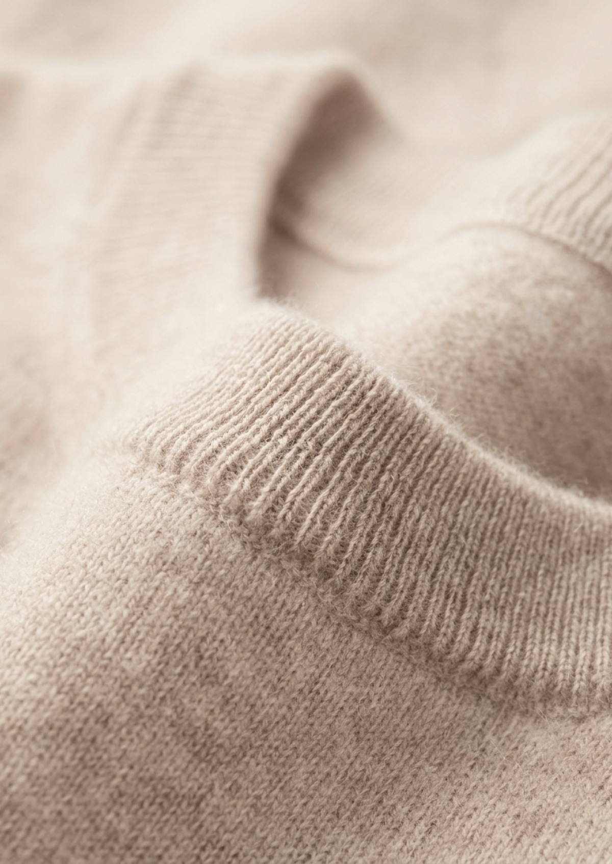 Premium Cashmere Classic Crewneck T-Shirt - Ivory Mocha, view 7