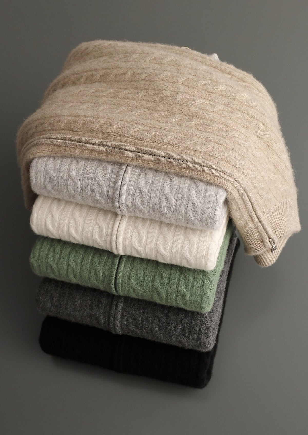 Pure Extra-Fine Merino Wool Cable Knit Zip Cardigan, view 19