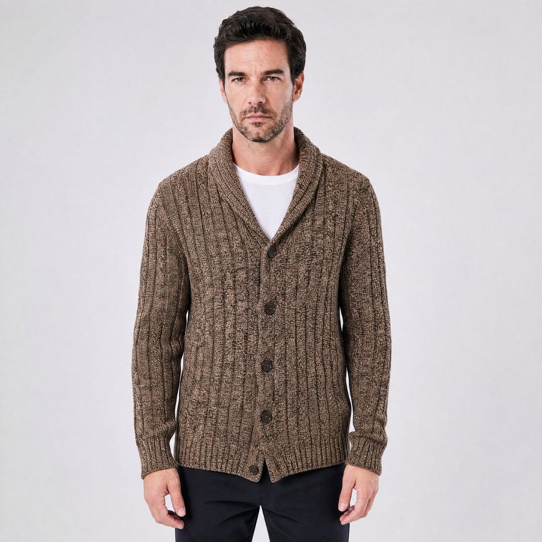 Aran Shawl-Collar Cardigan