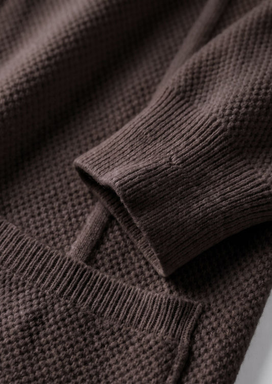 Pure Extra-Fine Merino Wool Dark Brown Button Overshirt, view 2