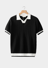 Polo texturé à contraste noir