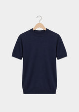 T-shirt essentiel col rond en maille bleu marine