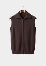 Gilet sans manches en pur cachemire marron foncé