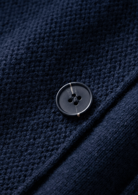 Pure Extra-Fine Merino Wool Navy Blue Button Overshirt, view 2