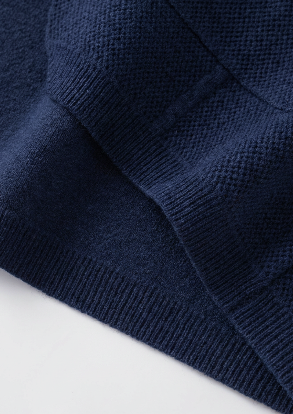 Pure Extra-Fine Merino Wool Navy Blue Button Overshirt, view 8