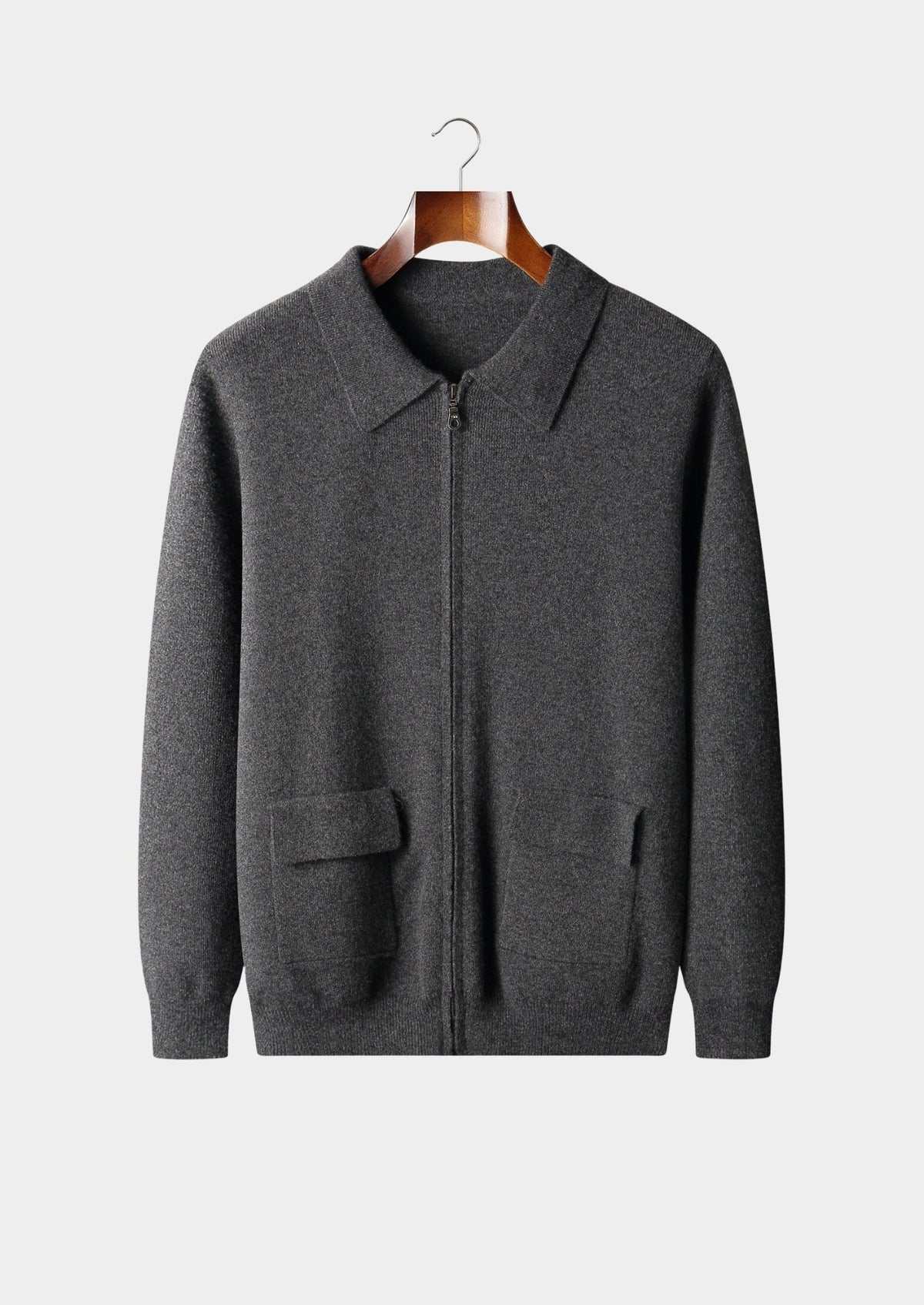 Pure Extra-Fine Merino Wool Zip Polo Cardigan, view 13