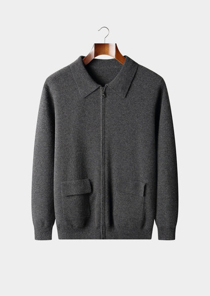 Pure Extra-Fine Merino Wool Zip Polo Cardigan, view 13