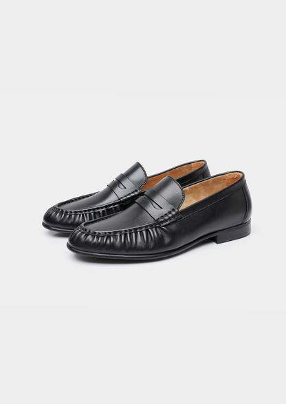 Black Classic Penny Leather Loafers, view 1
