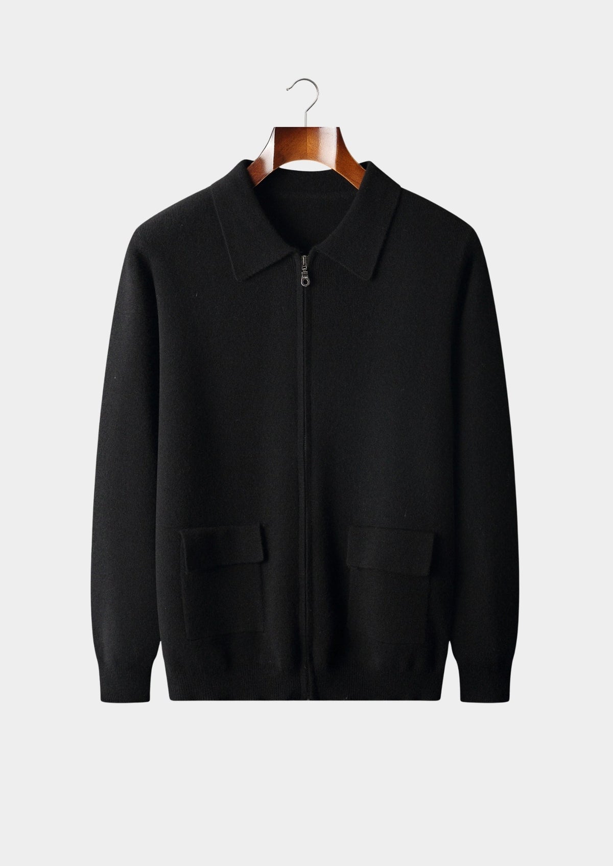 Pure Extra-Fine Merino Wool Zip Polo Cardigan, view 14