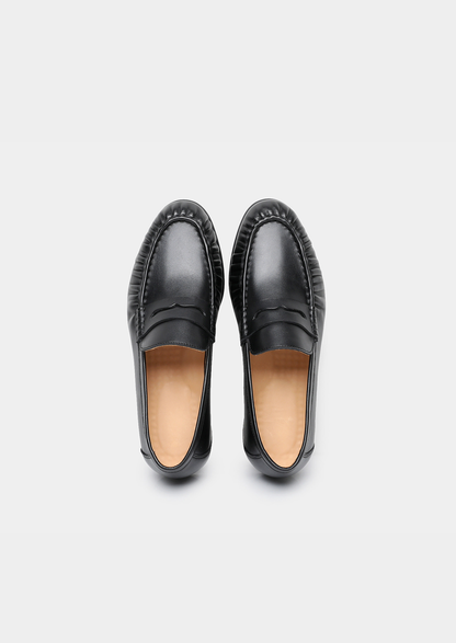 Black Classic Penny Leather Loafers, view 3